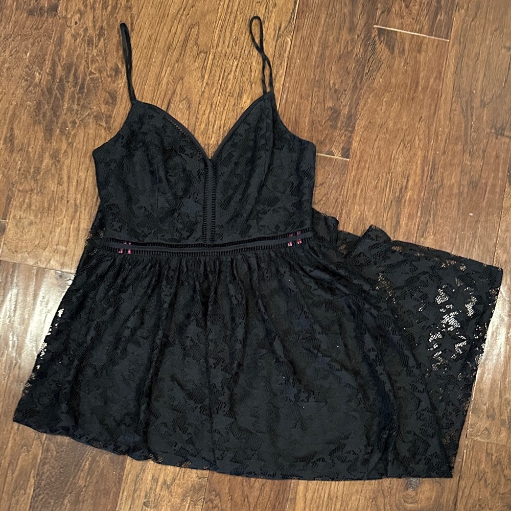 Betsey Johnson Star Black Lace Spaghetti Strap Dress